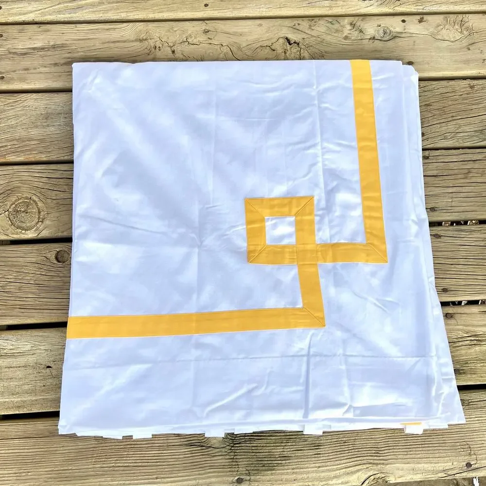 Pottery Barn Blackout Curtains White Yellow Greek Key Pair 108